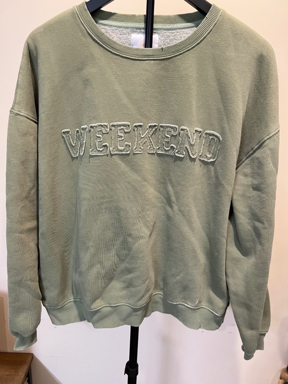 Lazy Sunday Laurel Green Patched Vintage Wash Sweatshirt